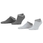 Esprit Allover Stripe 2 Pack Sneaker Socks - Grey Mix