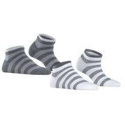 Esprit Mesh Stripe 2 Pack Sneaker Socks - Grey