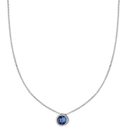 KJ Beckett September Birthstone Swarovski Crystal Necklace - Silver/Deep Blue