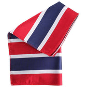 Knightsbridge Neckwear Striped Silk Pocket Square - Red/Silver/Navy