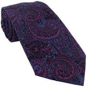 Michelsons of London All Over Paisley Tie and Pocket Square Set - Pink/Blue