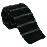 Michelsons of London Silk Knitted Striped Skinny Tie - Black/Charcoal