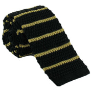 Michelsons of London Silk Knitted Striped Skinny Tie - Black/Yellow