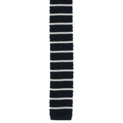 Michelsons of London Silk Knitted Striped Skinny Tie - Navy/White