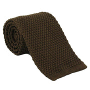 Michelsons of London Silk Knitted Tie - Brown