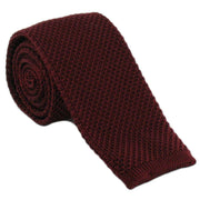Michelsons of London Skinny Silk Knitted Tie - Wine Red
