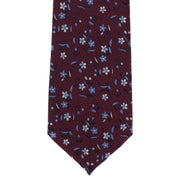 Michelsons of London Small Bold Floral Polyester Tie - Wine/Light Blue