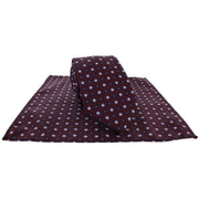 Michelsons of London Small Flower Tie and Pocket Square Set - Wine