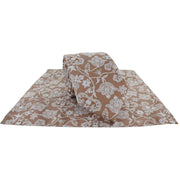 Michelsons of London Sprawling Floral Polyester Tie and Pocket Square Set - Brown