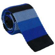 Michelsons of London Striped Skinny Silk Knitted Tie - Navy