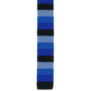 Michelsons of London Striped Skinny Silk Knitted Tie - Navy