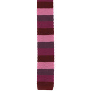 Michelsons of London Striped Skinny Silk Knitted Tie - Red