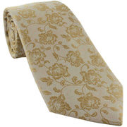 Michelsons of London Subtle Floral Silk Tie and Pocket Square Set - Taupe