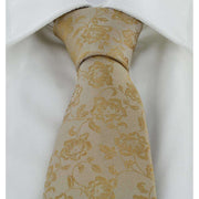Michelsons of London Subtle Floral Silk Tie and Pocket Square Set - Taupe
