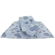 Michelsons of London Summertime Floral Polyester Tie and Pocket Square Set - Blue
