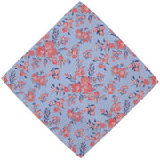 Michelsons of London Textured Springtime Floral Polyester Tie and Pocket Square Set - Blue/Coral