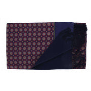 Michelsons of London Vintage Medallion Silk and Wool Scarf - Navy