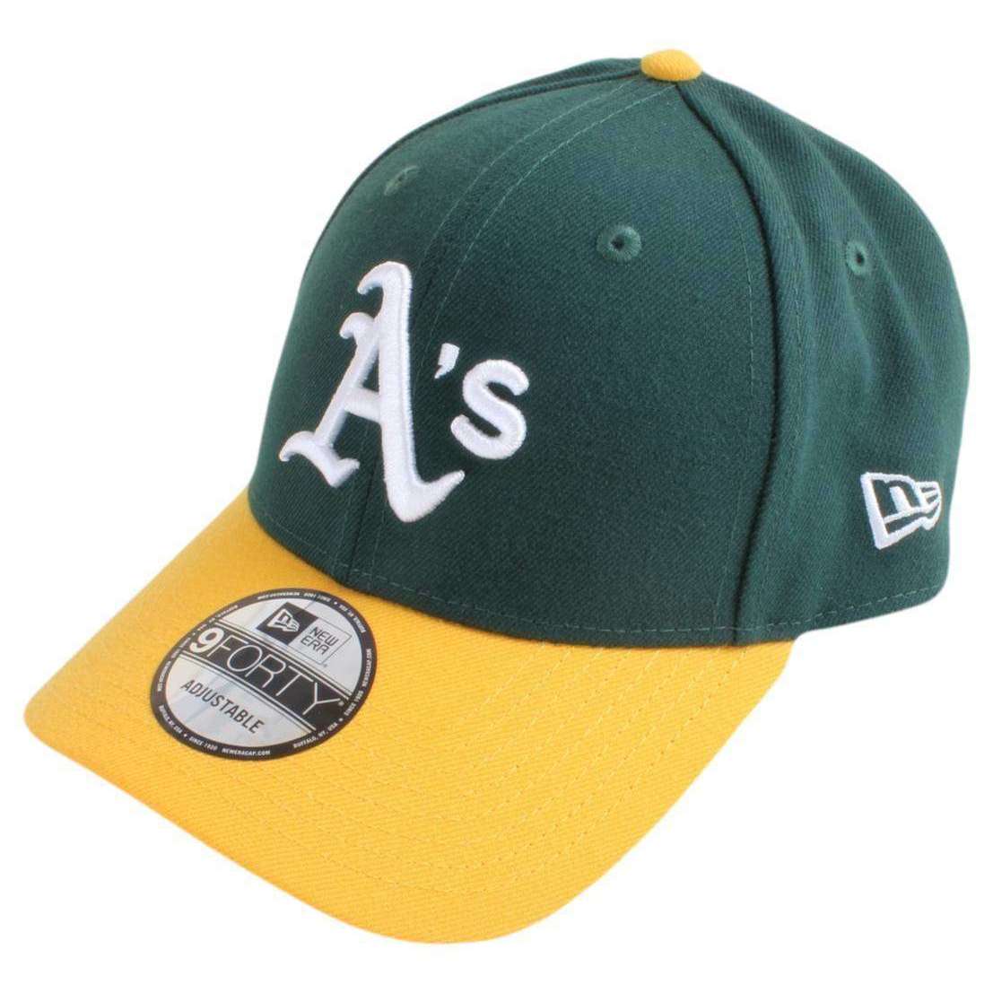 New Era Mens Dark Green/Yellow 9FORTY MLB Oakland Athletics Cap