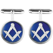 Orton West Sterling Silver Masonic Cufflinks - Silver/Blue