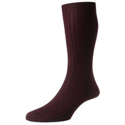 Pantherella Danvers Rib Cotton Lisle Socks - Burgundy