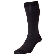Pantherella Fabian Herringbone Cotton Lisle Socks - Black