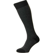 Pantherella Highbury Merino Wool Houndstooth Over the Calf  Socks - Black