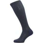 Pantherella Laburnum Rib Over the Calf Merino Wool Socks - Navy