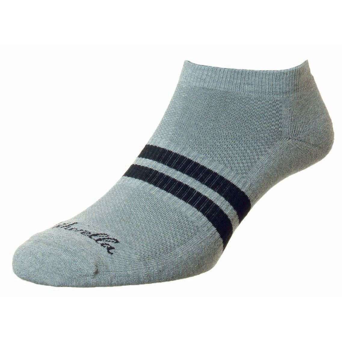 Pantherella Sprint Egyptian Cotton Sports Trainer Socks Light Grey Mix