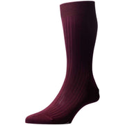 Pantherella Vale Rib Cotton Lisle Socks - Burgundy