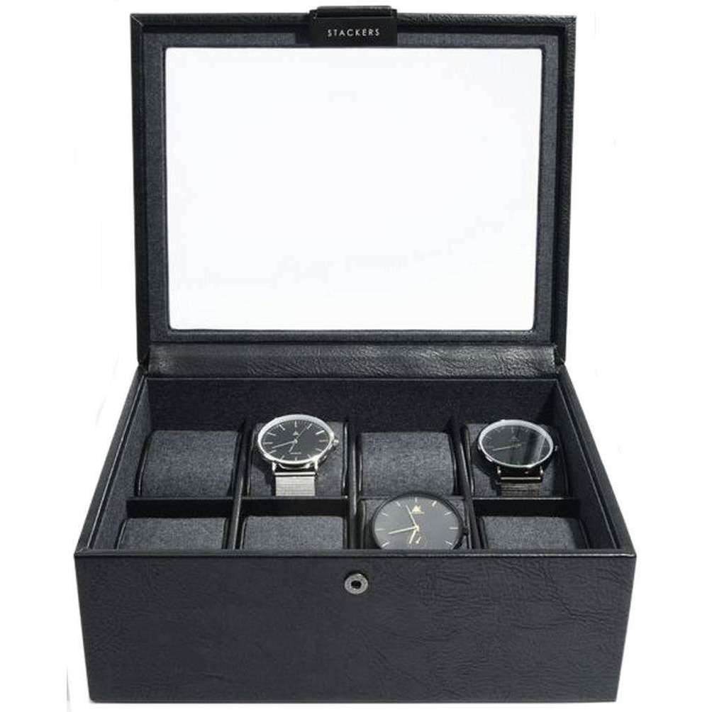 Piece Watch Organizer Stackers Watch Box Black Set Mini Watch Box