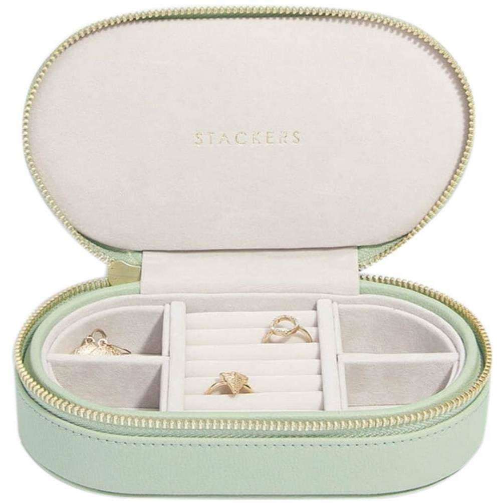 Sage Green Womens Stackers Oval Travel Jewellery Box – KJ Beckett