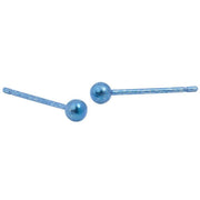 Ti2 Titanium 3mm Round Bead Stud Earrings - Kingfisher Blue