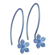 Ti2 Titanium 8mm Five Petal Flower Drop Earrings - Aqua Blue