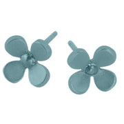 Ti2 Titanium 8mm Four Petal Flower Stud Earrings - Sky Blue