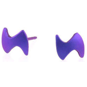 Ti2 Titanium Lightning Bolt Stud Earrings - Imperial Purple