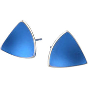 Ti2 Titanium Triangular Domed Stud Earrings - Navy