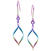 Ti2 Titanium Wirework Diamond Drop Earrings - Rainbow