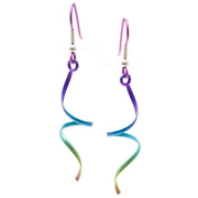 Ti2 Titanium Wirework Single Twist Drop Earrings - Rainbow