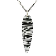 Ti2 Titanium Zebra Print Long Drop Pendant - Silver/Black