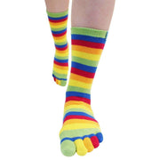 TOETOE Essential Midcalf Striped Toe Socks - Green