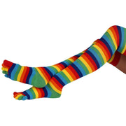 TOETOE Striped Over The Knee Toe Socks - Multi-colour
