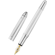Waldmann Pens Pocket 18ct Gold Nib Fountain Pen - All Silver