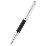Waldmann Pens Precieux Pinstripe Stainless Steel Nib Fountain Pen - Black/Silver