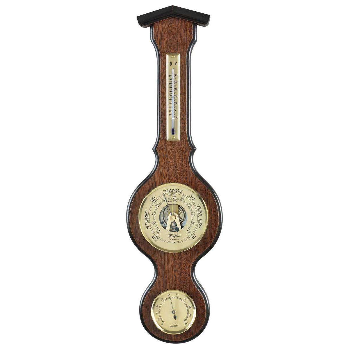 Baromètre-thermomètre-hygromètre en bois de chêne