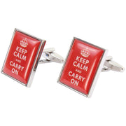 Zennor Keep Calm and Carry On Cufflinks - Red