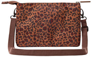Roka Carnaby XL Umhängetasche aus recyceltem Canvas – Mini Leopard Brown