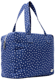 Roka Sloane middelgrote katoenen canvas schoudertas - marineblauwe stip