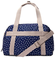 Roka Gatwick Kleine Reisetasche aus recyceltem Canvas – Marineblau gepunktet