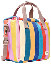Roka Hampstead-Lunchtasche aus Baumwollcanvas – breit, mehrfarbig gestreift