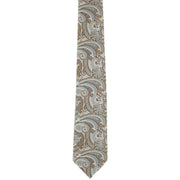 Michelsons of London Ornamental Paisley Polyester Tie and Pocket Square Set - Taupe/Brown